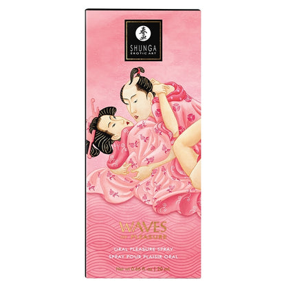 Shunga Waves of Pleasure Oral Pleasure Spray-Watermelon packaging designed for enhancing intimate experiences.