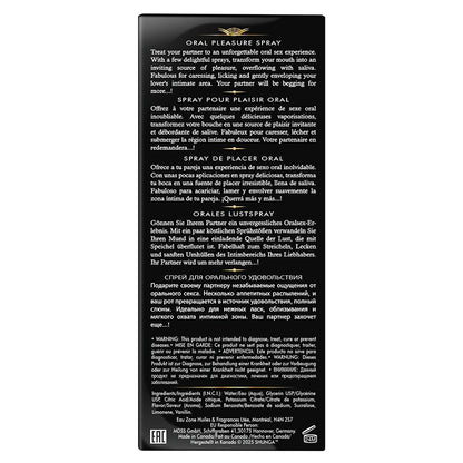 Back of Shunga Waves of Pleasure Oral Pleasure Spray-Watermelon packaging with product details and instructions.