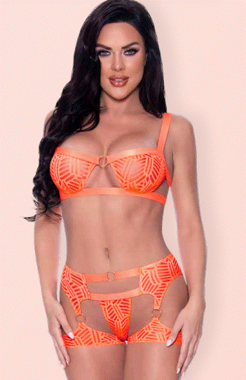 Magic Silk Rude Awakening Balconette Bra &amp; Stirrup Thong Set EXPOSED