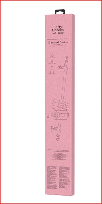 Fifty Shades of Grey Entwined Passion Spreader Bar with adjustable buckled cuffs, designed for versatile play and customized intimacy in your passionate encounters.