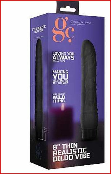 GC – 8 Inch Thin Realistic Dildo Vibe – Black