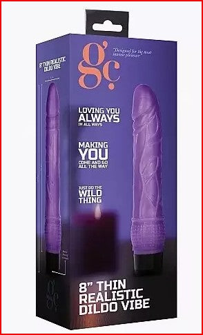 GC-8 Inch Thin Realistic Dildo Vibe - Purple