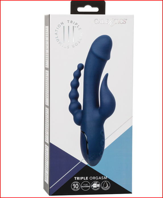 III Triple Orgasm Rechargeable Silicone Stimulating Vibrator - Navy Blue - SP BOUTIQUE