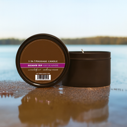 Plant-Based 3-in-1 Massage Candle collection in assorted scents.