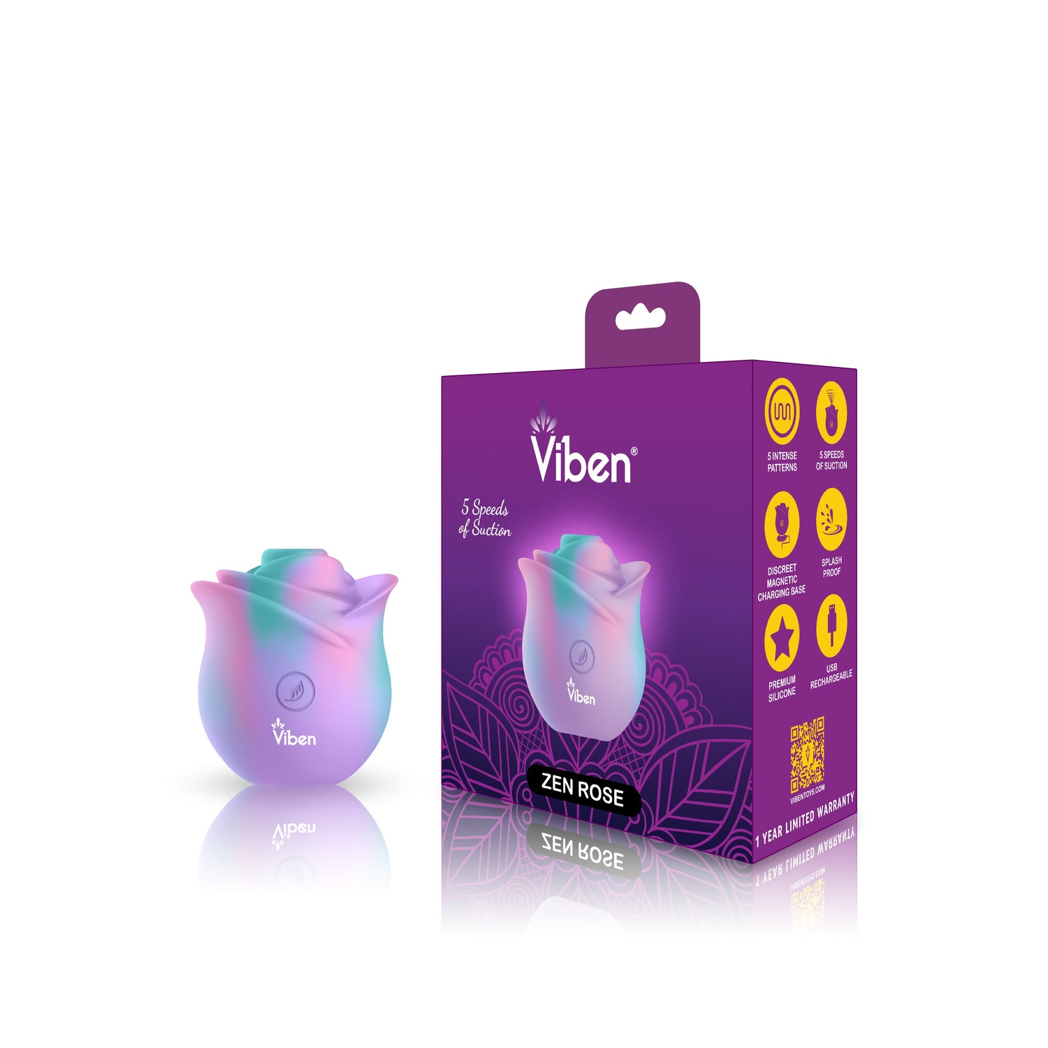 Zen Rose -Handheld Rose Clitoral and Nipple Stimulator VIBEN