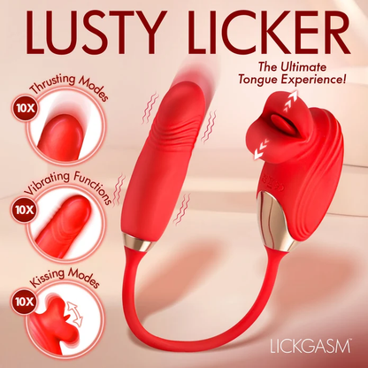 Bliss Kiss Kissing Clitoral Stimulator W Thrusting Vibrator Red