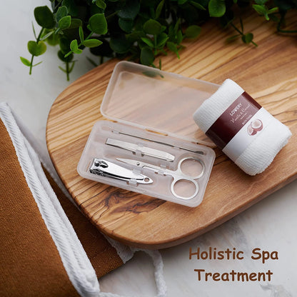 Thoughtful gift set for men with nail kit, loofah scrubber, and personalized gift card for Father&