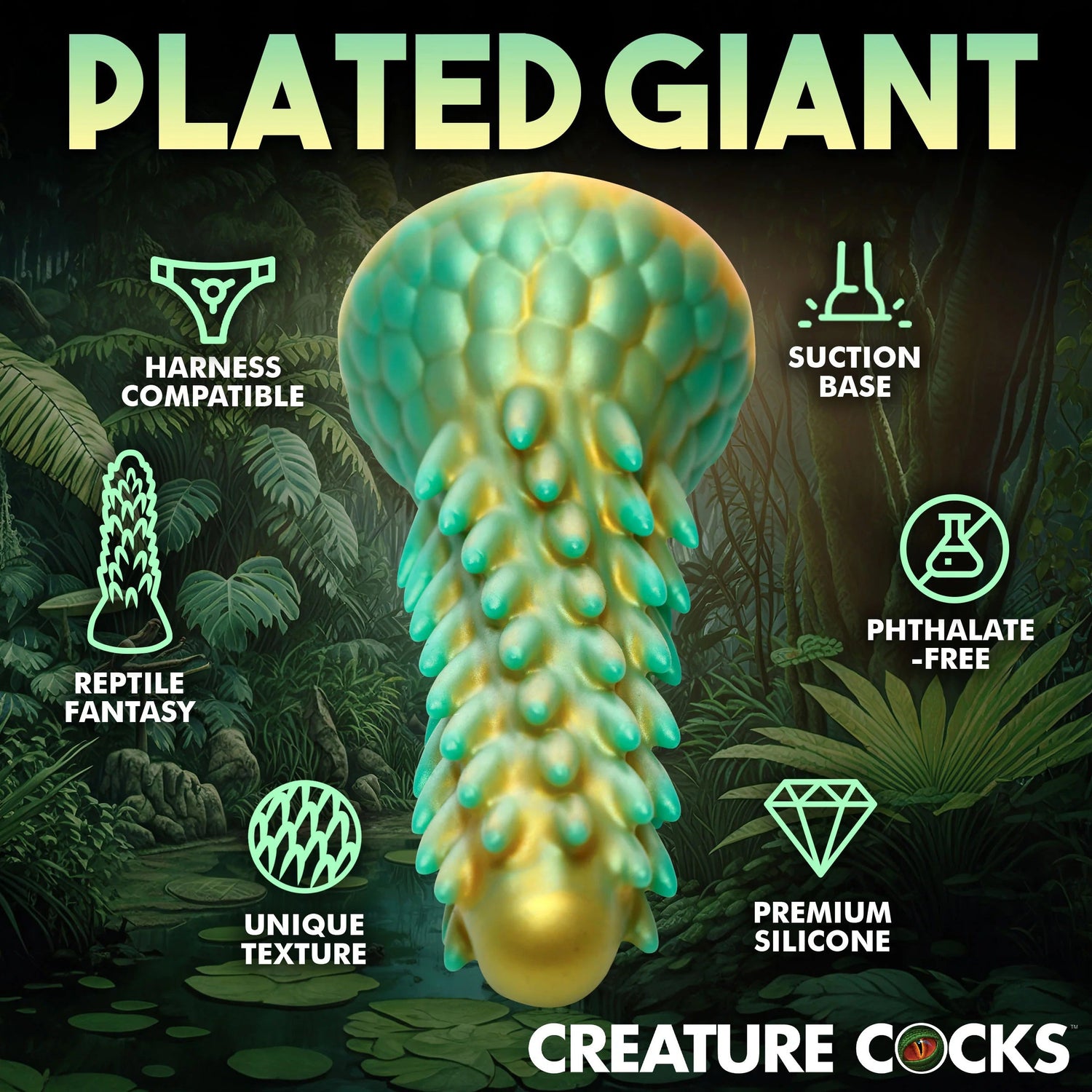 Stegosaurus Spiky Reptile Silicone Dildo CREATURE COCKS