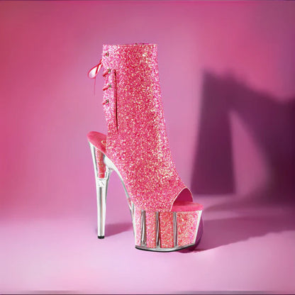 Glitter Boots/2pc Deep Plunge Strappy Teddy &amp; Stockings SP BOUTIQUE