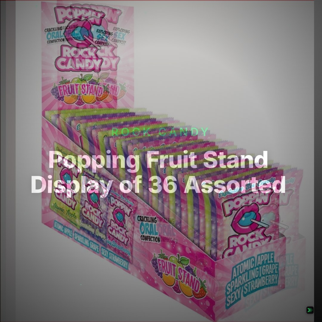 Rock Candy Popping Fruit Stand Display of 36 Assorted – Clean Showcase