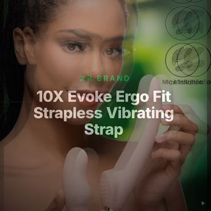 10X Evoke Ergo Fit Strapless Vibrating Strap – Inflatable Pleasure &amp; Remote Control for Couples – Clean Showcase