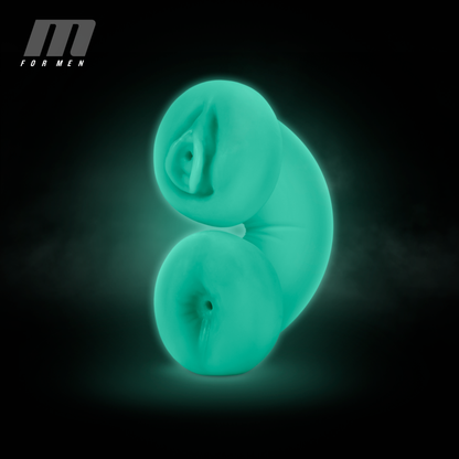 M for Men Soft and Wet Double Trouble Glow In The Dark Masturbator BLUSH