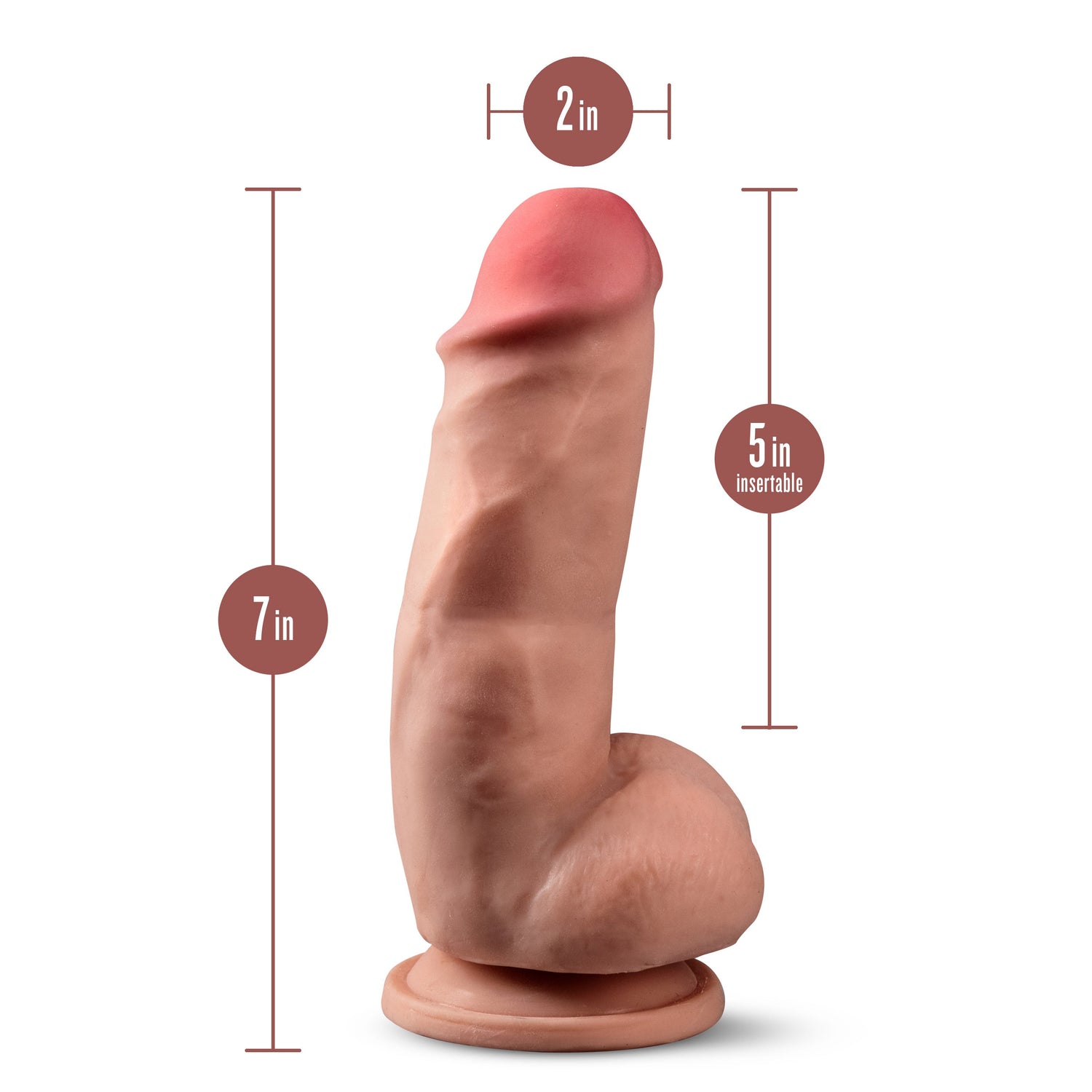 Dr. Skin Plus - 7 Inch Girthy Posable Dildo With Balls - Mocha BLUSH