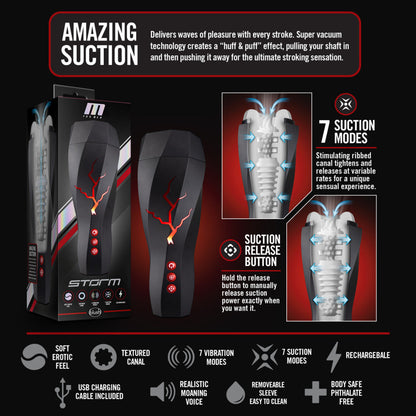 M For Men Storm Rechargeable Masturbator BLUSH