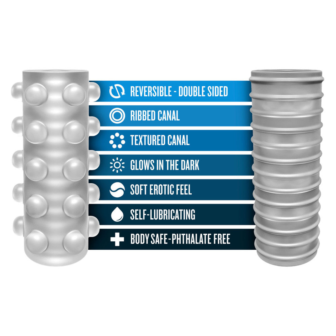 M for Men Soft and Wet Glow In The Dark Reversible Orb Masturbator BLUSH