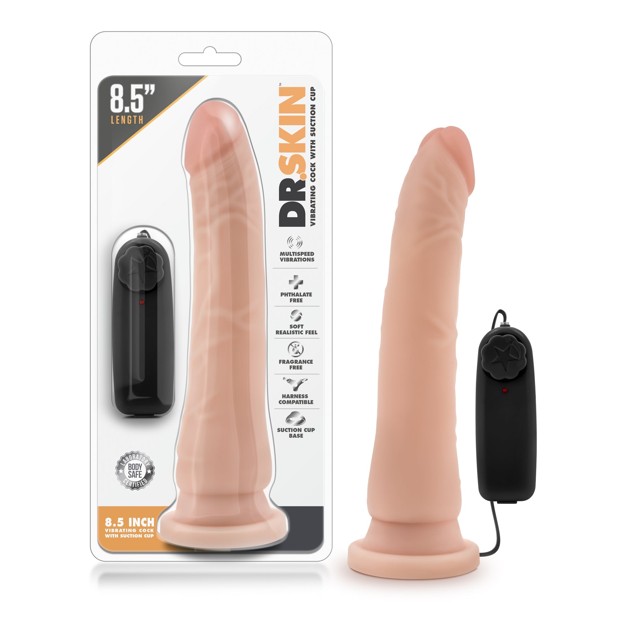 Dr. Skin 8.5 Inch Vibrating Realistic Cock With Suction Cup BLUSH