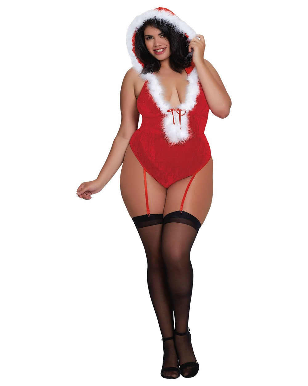 Dreamgirl Santa Teddy w Marabou Feathers - SP BOUTIQUE