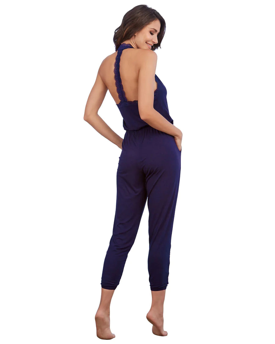 Dreamgirl Soft Knit Jersey Sleepwear Jumpsuit with Lace T-Back - SP BOUTIQUE