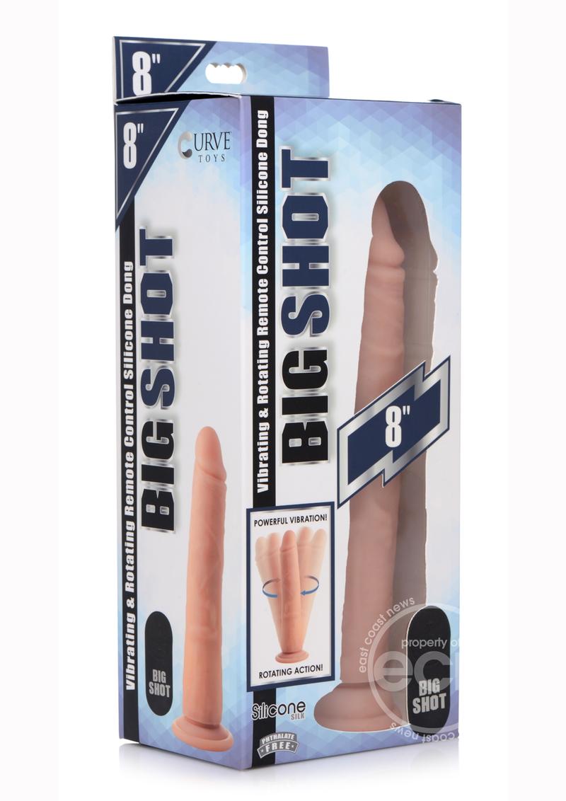 Big Shot Silicone Vibrating &amp; Twirling Remote Control Rechargeable Dildo 8in