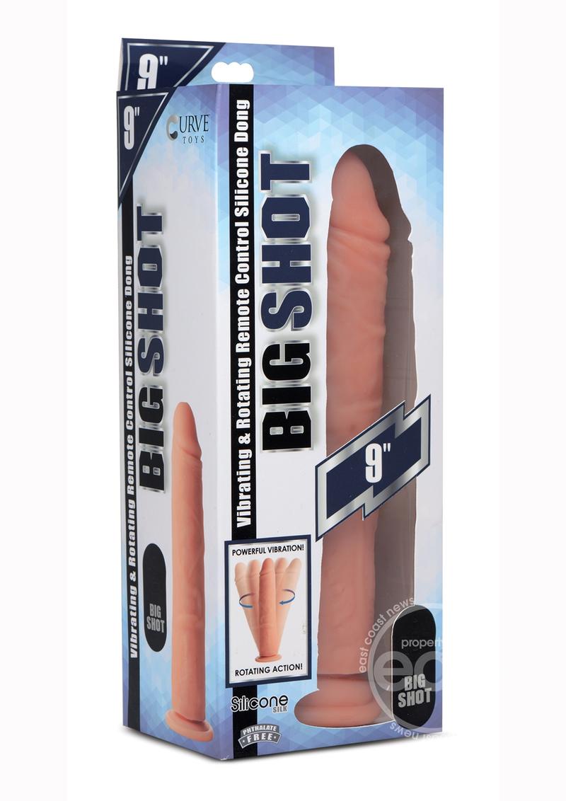 Big Shot Silicone Vibrating &amp; Twirling Remote Control Rechargeable Dildo 9in - Vanilla - SP BOUTIQUE