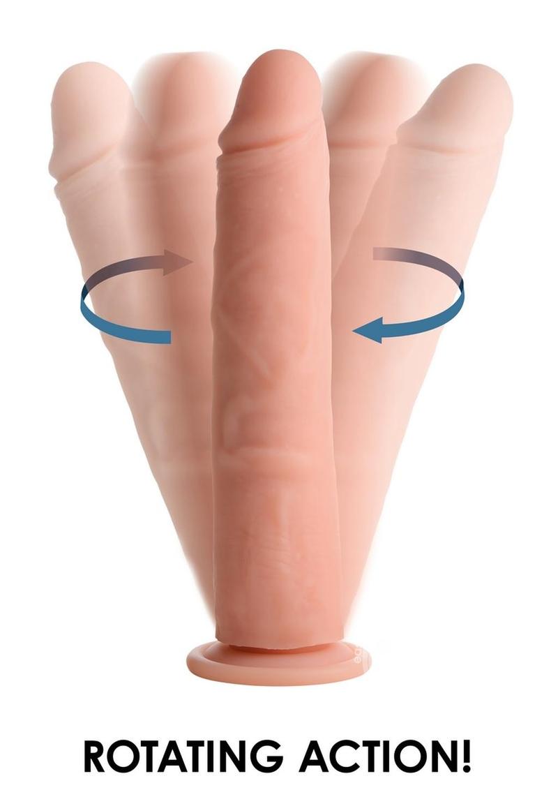 Big Shot Silicone Vibrating &amp; Twirling Remote Control Rechargeable Dildo 9in - Vanilla - SP BOUTIQUE