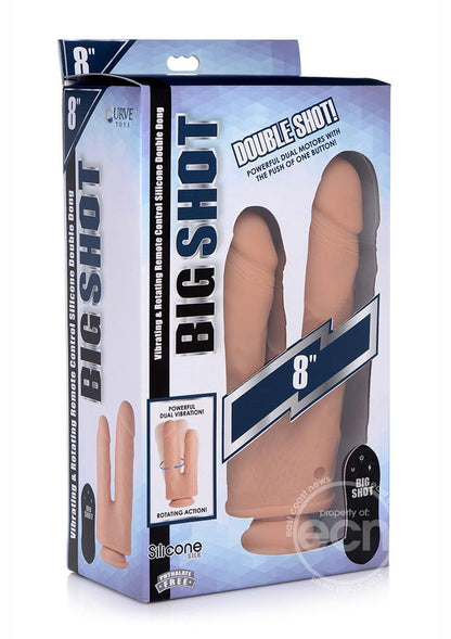Big Shot Double Dong Silicone Vibrating with Remote Control 8in - Vanilla - SP BOUTIQUE