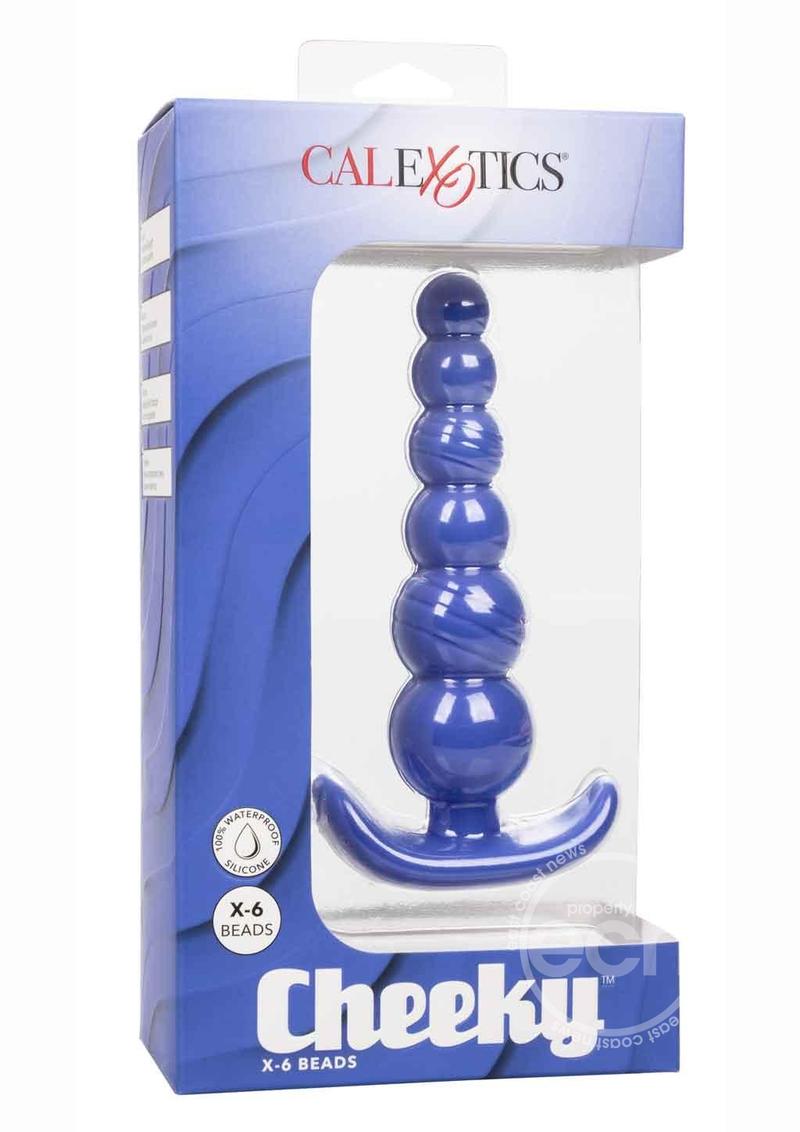 Cheeky X-6 Beads Silicone Anal Probe - Blue - SP BOUTIQUE