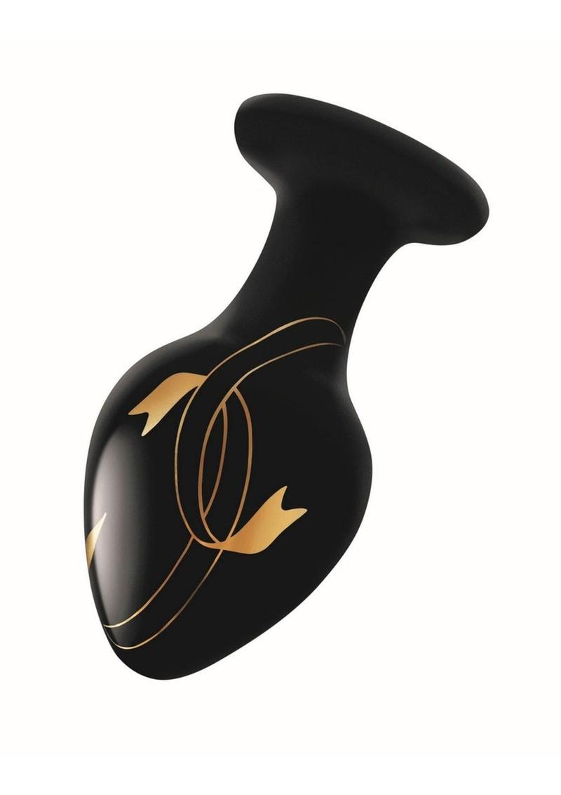 Secret Kisses Handblown Glass Plug 3.5in - Black/Gold - SP BOUTIQUE