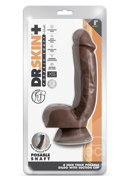 Dr. Skin Plus Thick Posable Dildo with Squeezable Balls 8in - SP BOUTIQUE