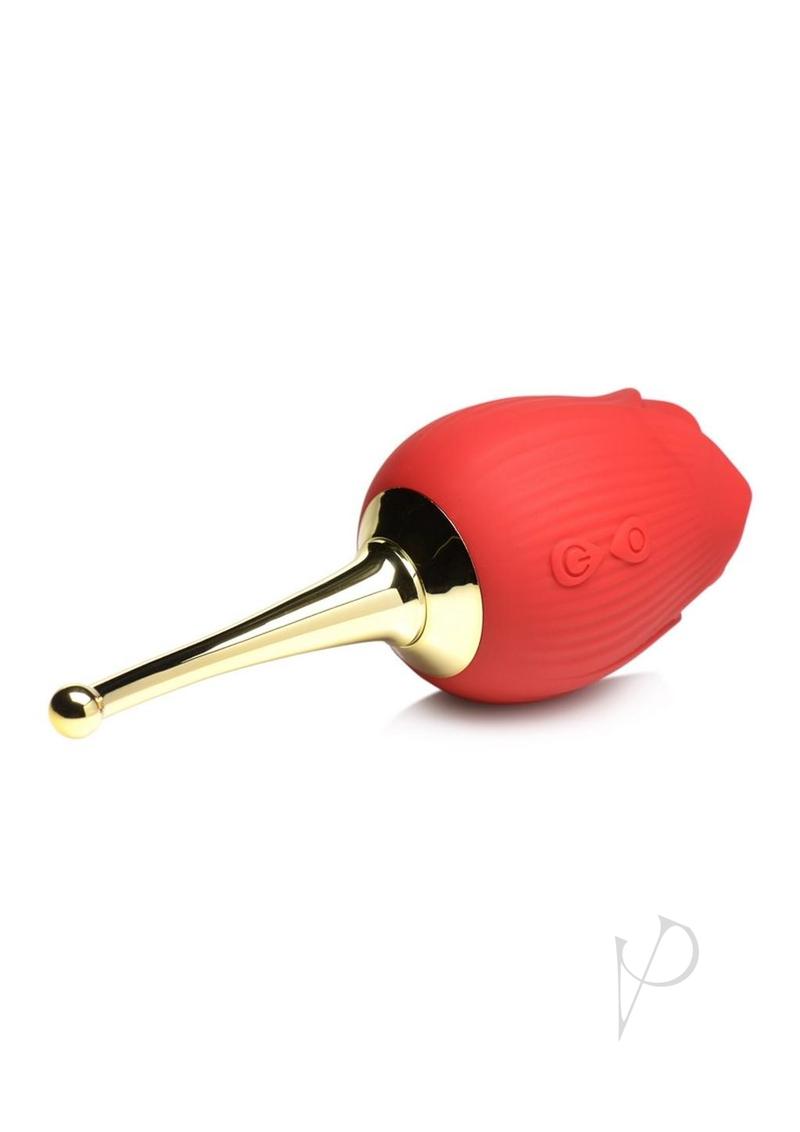 Flutter Rose Rechargeable Silicone Sucking Rose with Butterfly Teaser - Red/Gold - SP BOUTIQUE
