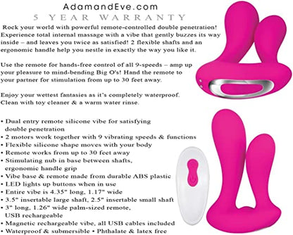 Powerful Remote Controlled Vibrator - Dual Entry Silicone Massager with 9 Speeds, Waterproof Design - SP BOUTIQUE