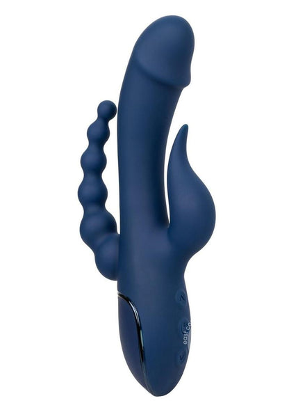 III Triple Orgasm Rechargeable Silicone Stimulating Vibrator - Navy Blue - SP BOUTIQUE