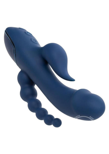 III Triple Orgasm Rechargeable Silicone Stimulating Vibrator - Navy Blue - SP BOUTIQUE