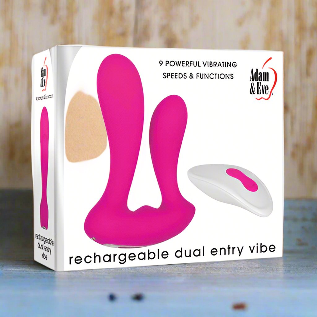 Adam &amp; Eve Rechargeable Remote-Controlled Silicone Dual Entry Vibrator ADAM &amp; EVE