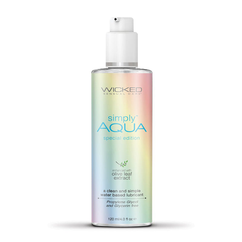 Wicked Sensual Care Simply Aqua Special Edition 4 Oz Water Based Lubricant - Vegan, Paraben Free, Olive Leaf Extract - SP BOUTIQUE