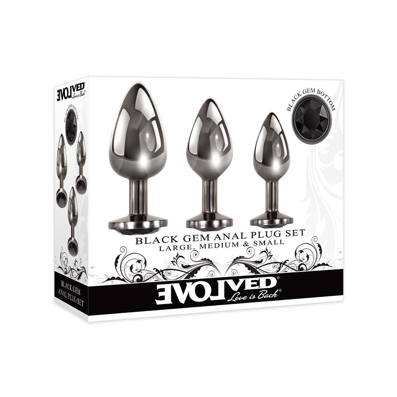 Evolved Gem Black Anal Plug Set - SP BOUTIQUE