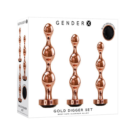 Gender X Gold Digger Set Of 3 Plugs Rose Gold/Black - SP BOUTIQUE