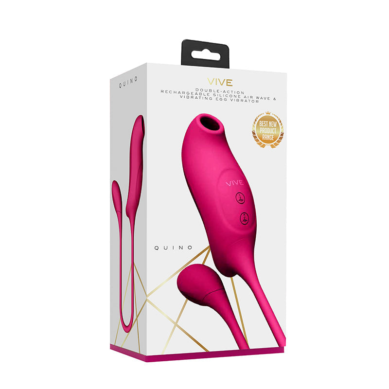 Vive Quino Air Wave &amp; Vibrating Egg - 2 Motors, 10 Functions, Waterproof, Rechargeable Silicone - SP BOUTIQUE
