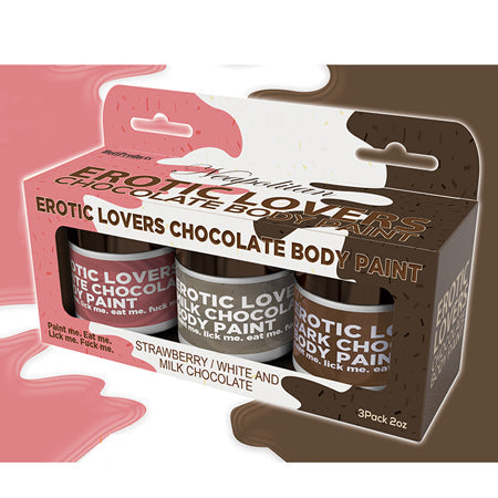 Erotic Chocolate Body Paints White/Milk Chocolate &amp; Strawberry (3 Pack) - SP BOUTIQUE