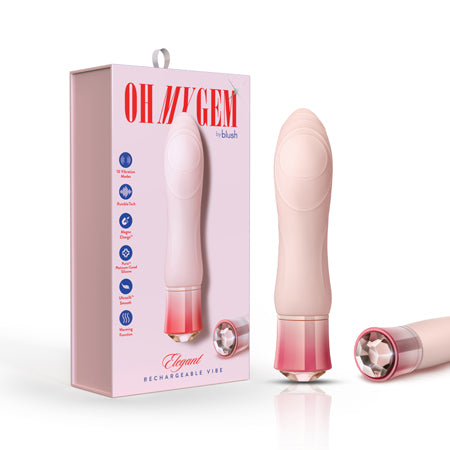 Oh My Gem Elegant Rechargeable Warming Textured Silicone G-Spot Vibrator Morganite - SP BOUTIQUE