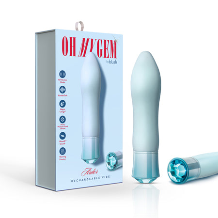 Oh My Gem Ardor Rechargeable Warming Silicone Tapered Vibrator Aquamarine SP