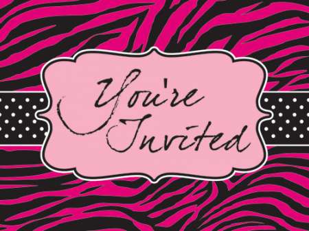 Pink Zebra Diecut Invitations 8pk - SP BOUTIQUE