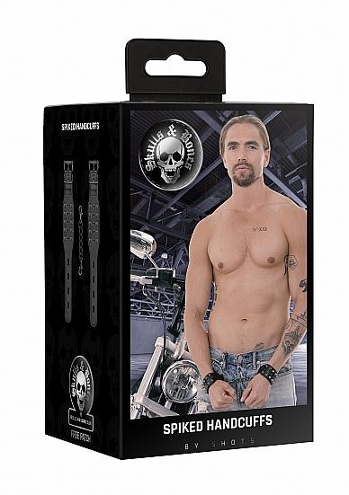 Skull &amp; Bones Spiked Handcuffs – Double Clasp, High-Quality Faux Leather, Detachable Connection - SP BOUTIQUE