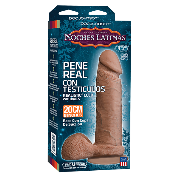 Noches Latinas Pene Real Con Testiculos Dildo-8 inch Brown - SP BOUTIQUE