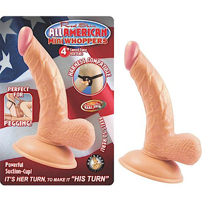 All American 4 inches Curved Dong with Balls Beige - SP BOUTIQUE