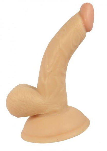 All American 4 inches Curved Dong with Balls Beige - SP BOUTIQUE