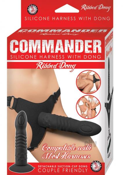 Commander Harness Ribbed Dong-Black - SP BOUTIQUE
