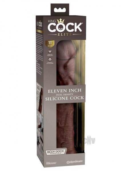 King Cock Elite Silicone Dual-Density Cock 11 in. Brown - SP BOUTIQUE