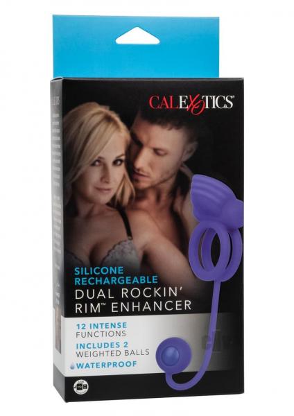 Dual Rockin Rim Enhancer Purple Vibrating Cock Ring - SP BOUTIQUE
