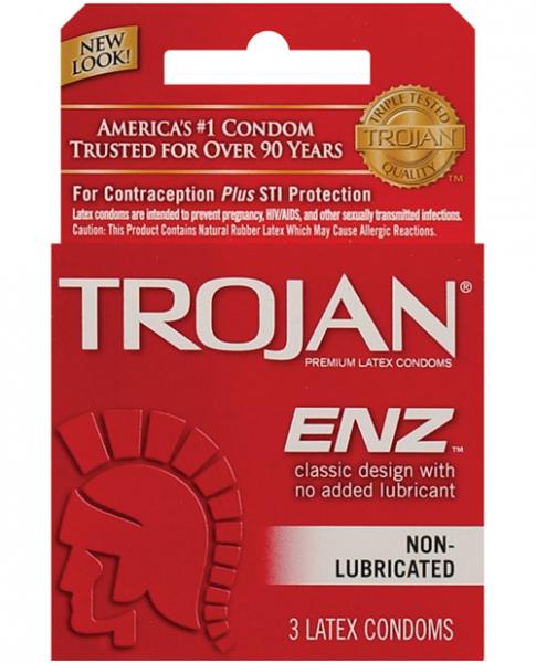 Trojan Enz Non-Lubricated Condoms - Box of 3 - SP BOUTIQUE